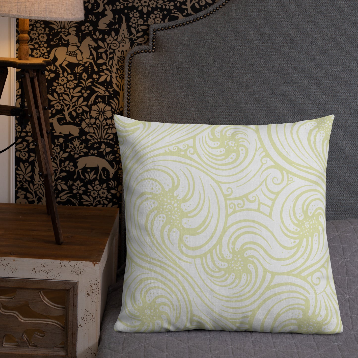 Premium Pillow : Cosmic Swirl - White w/ Cream print