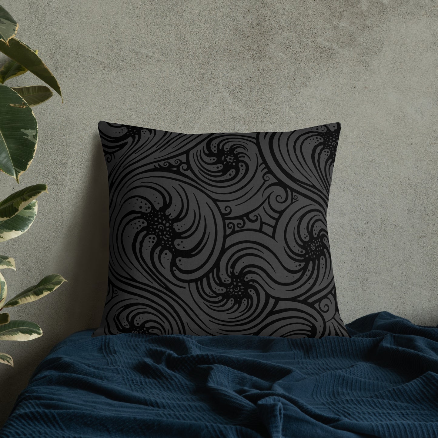 Premium Pillow : Cosmic Swirl - Gray w/ Black print