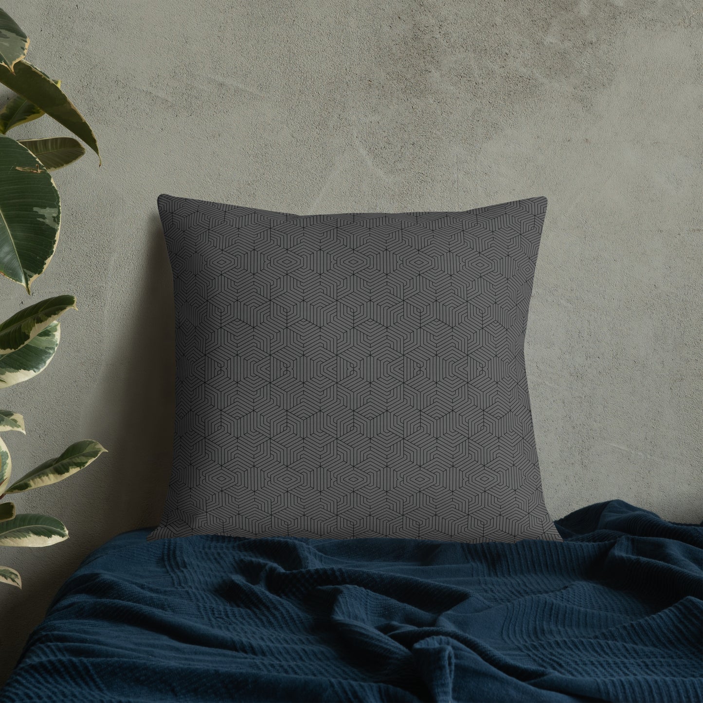 Premium Pillow : Hexacubes - Gray w/ Black print