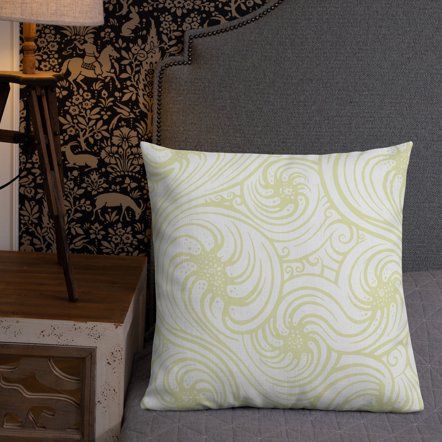 Premium Pillow : Cosmic Swirl - White w/ Cream print