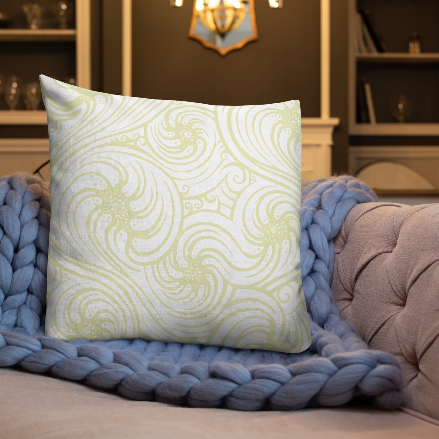 Premium Pillow : Cosmic Swirl - White w/ Cream print