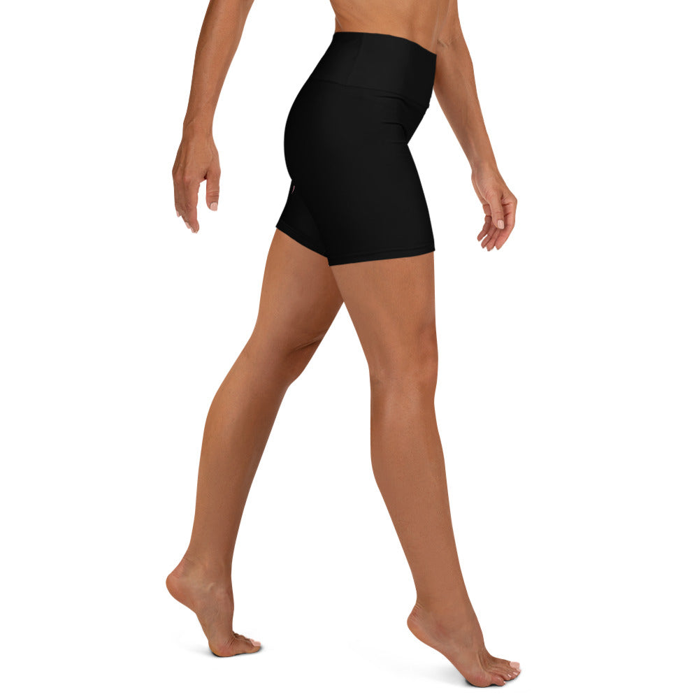 Yoga Shorts : Breathe n Flow - Black w/ Mauve print