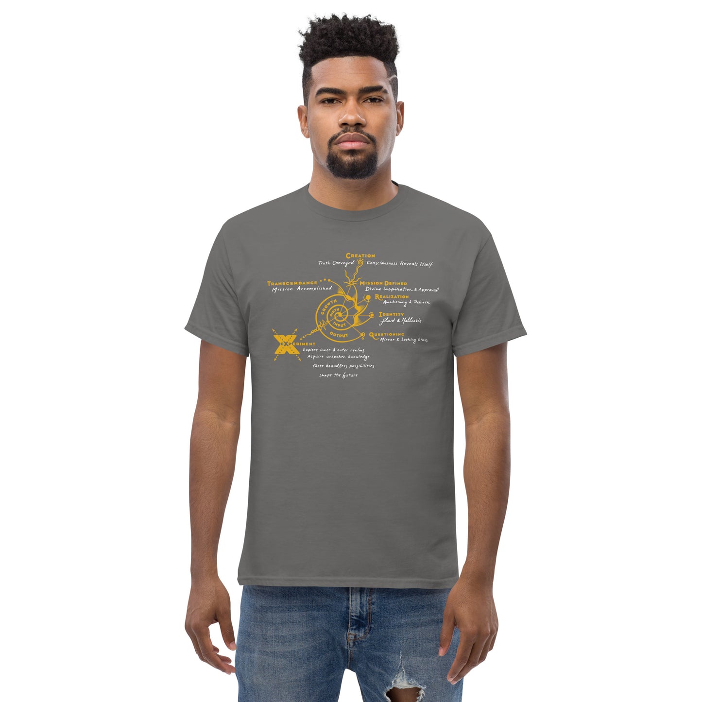 Men's Classic Tee : Gold & White print