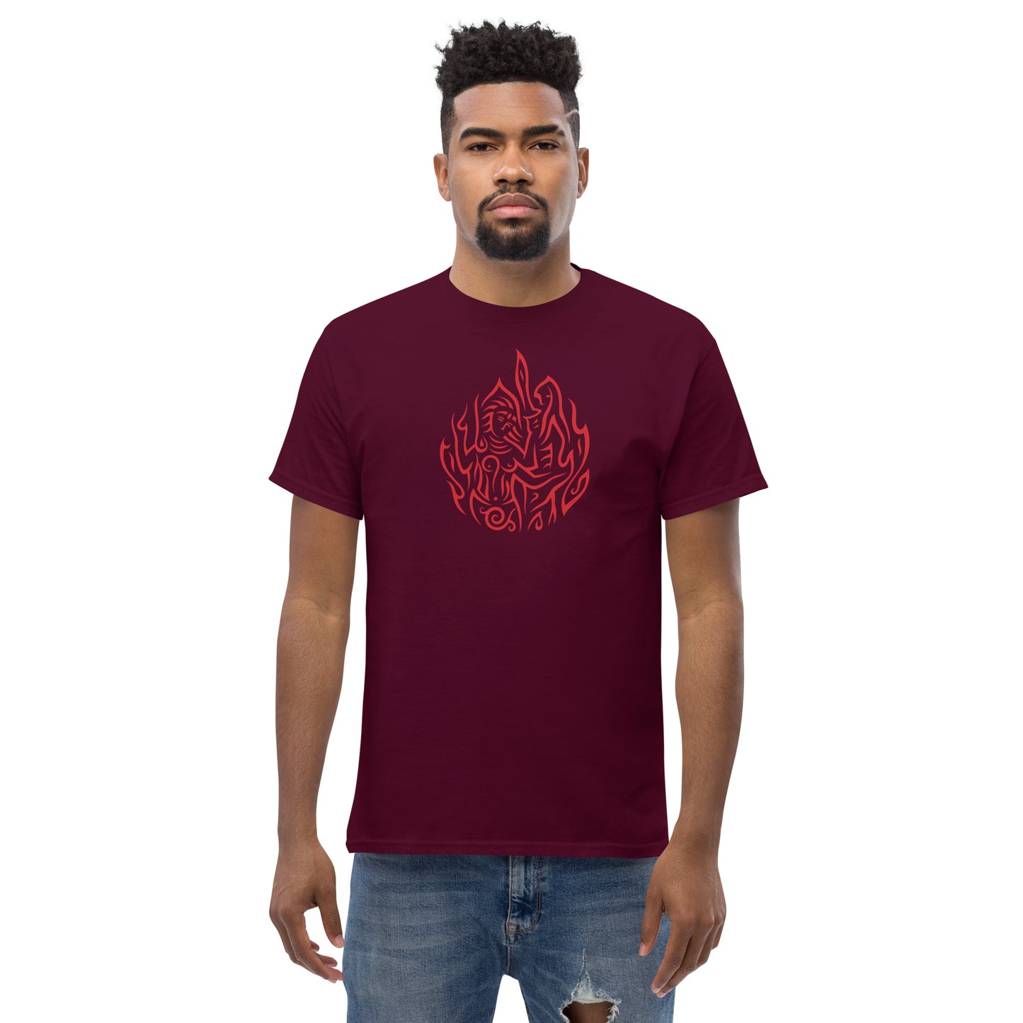 Men's Classic Tee : Drop o' Fire - Red print