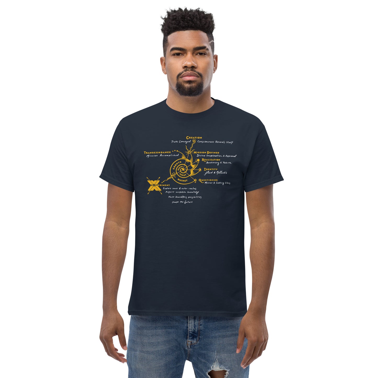 Men's Classic Tee : Gold & White print