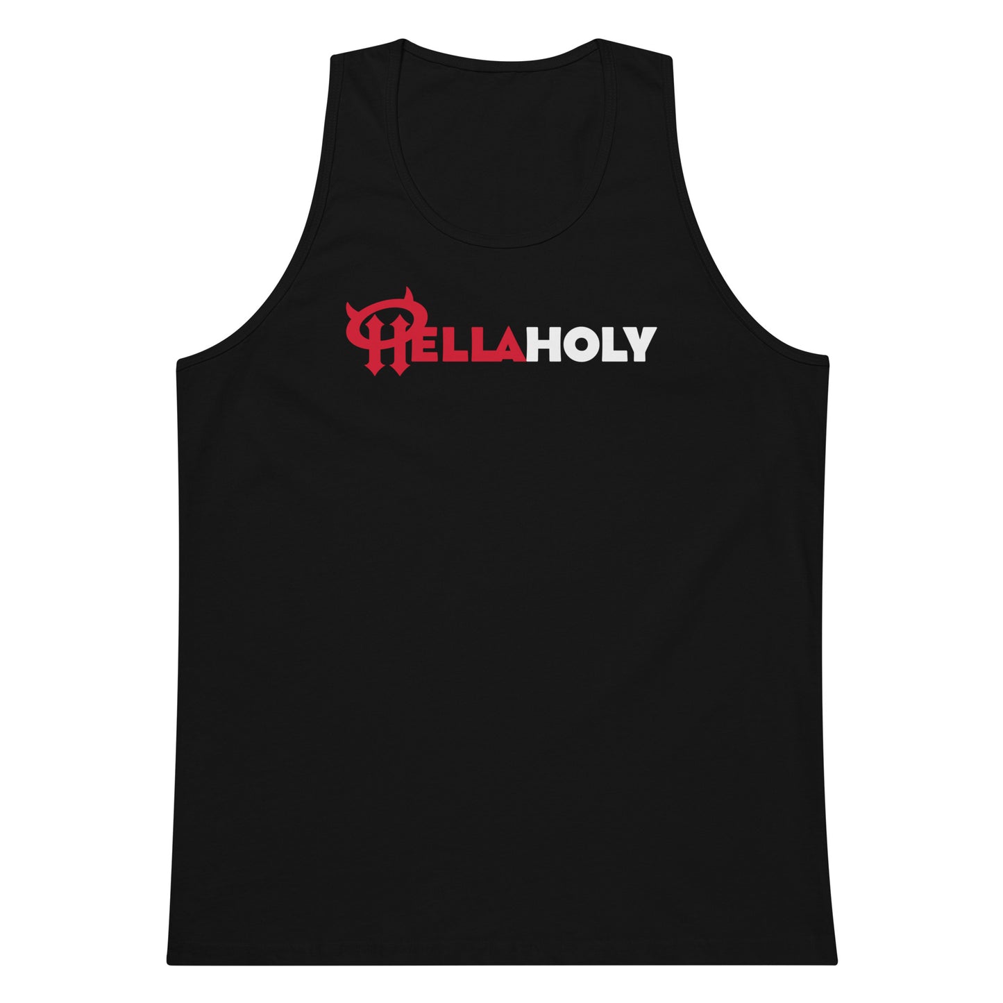 Men’s premium tank top : HellaHoly™ Logo 02 - Red & White print