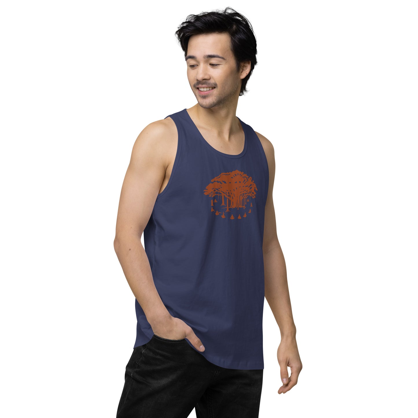 Men’s Premium Tank Top : Communitree - Dark Orange print