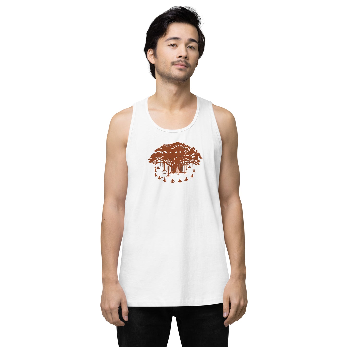 Men’s Premium Tank Top : Communitree - Dark Orange print