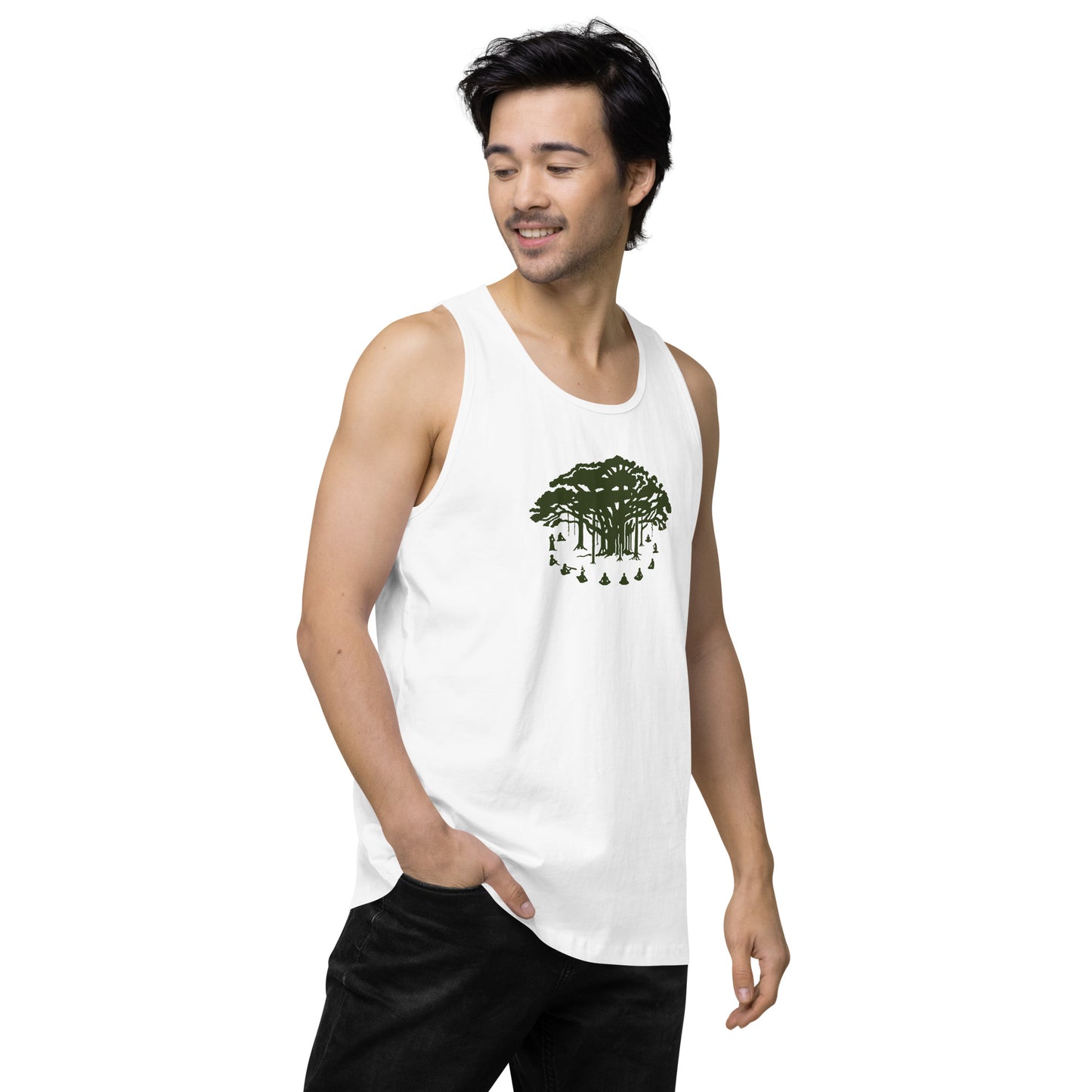 Men’s Premium Tank Top : Communitree - Olive print