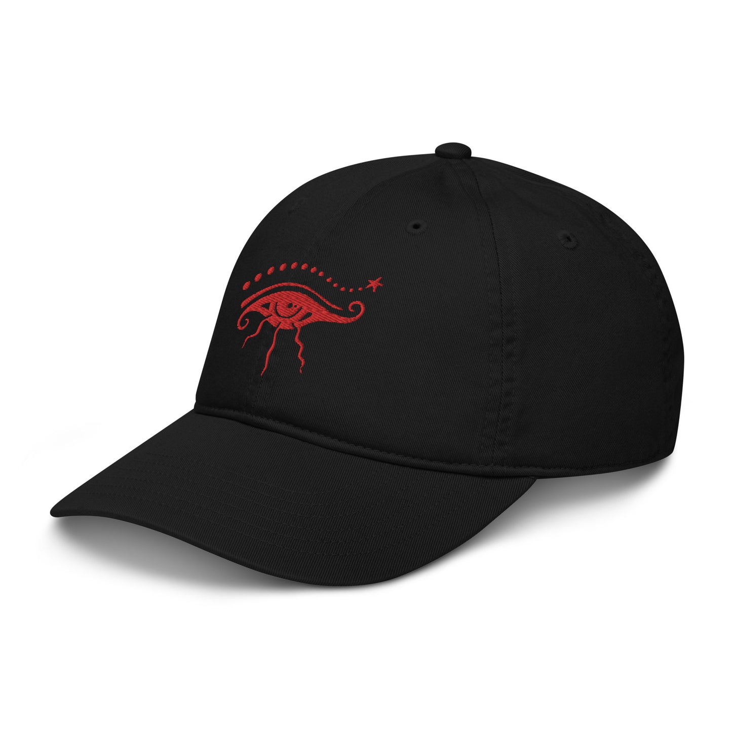 Organic Dad Hat : Eye See You - Black w/ Silver embroidery