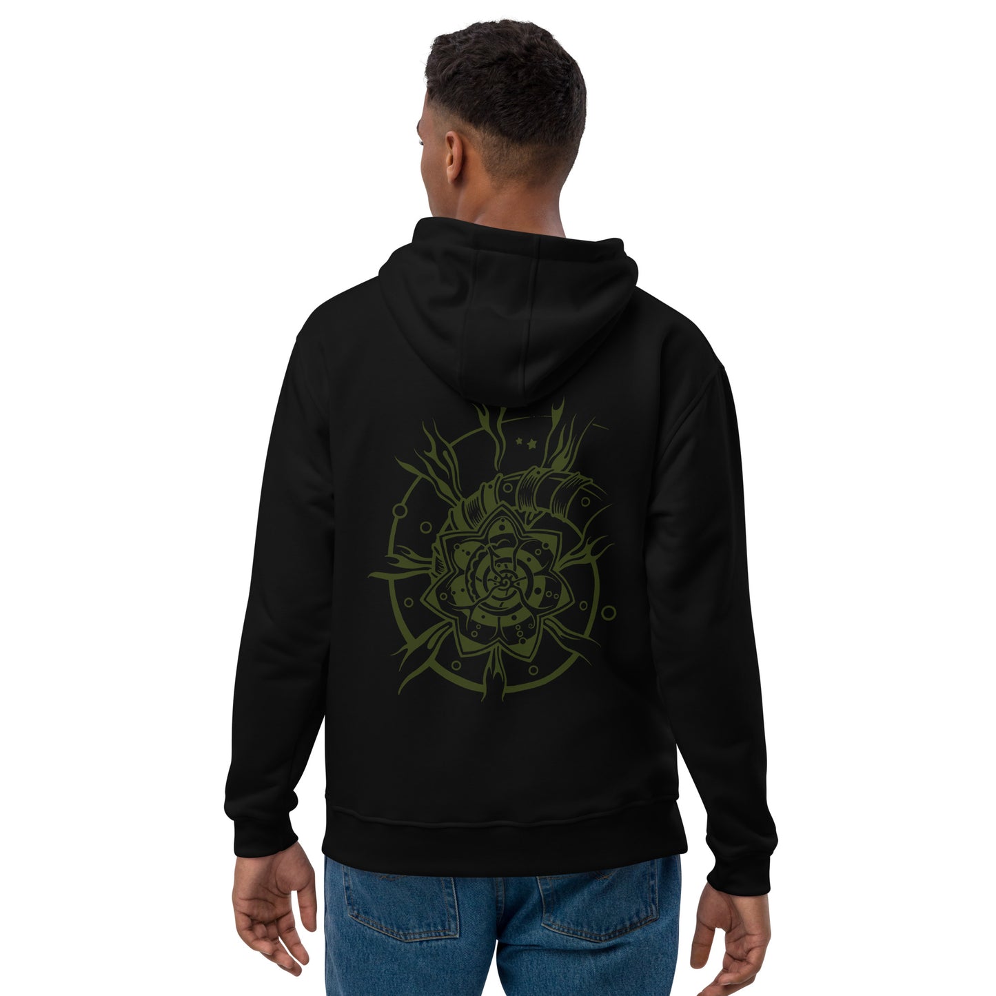 Premium Unisex Eco Hoodie : Starflower w/ Green print
