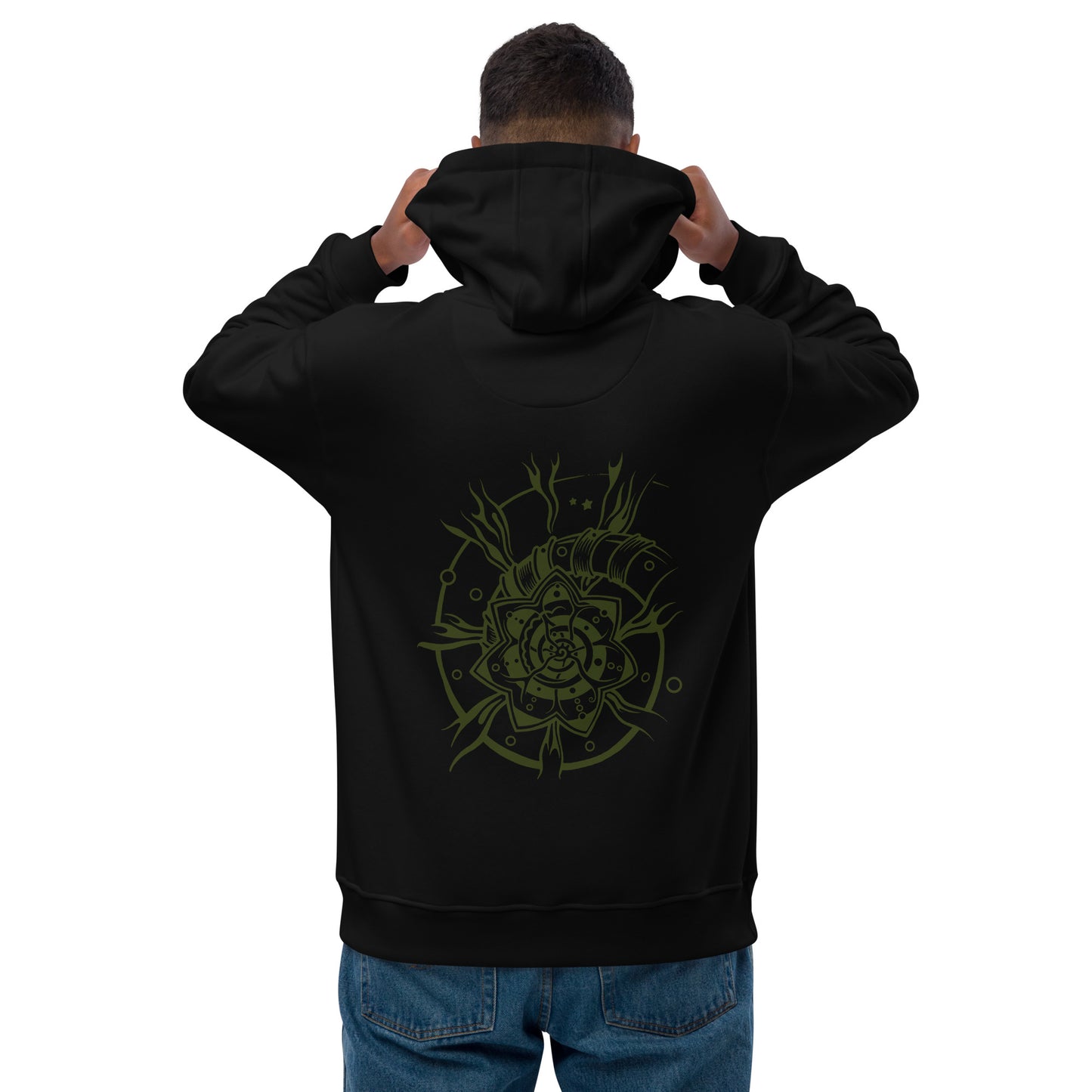 Premium Unisex Eco Hoodie : Starflower w/ Green print