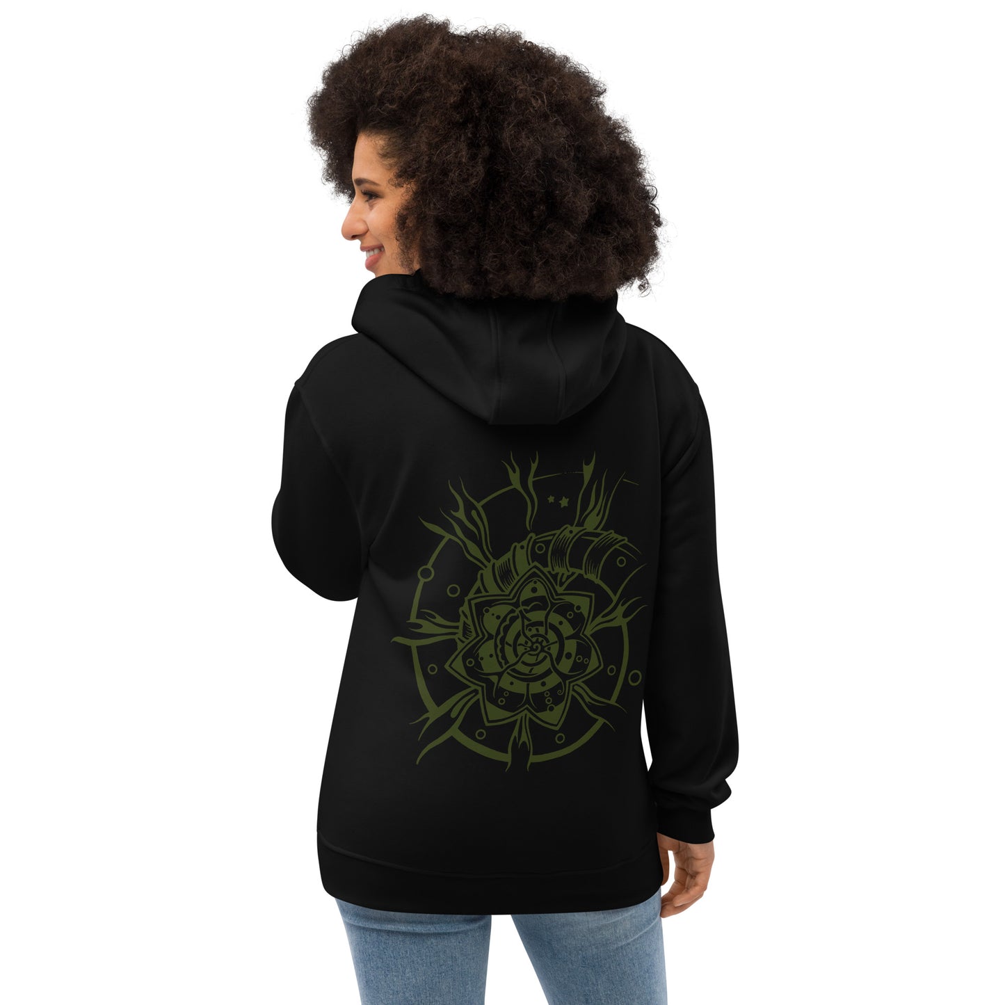 Premium Unisex Eco Hoodie : Starflower w/ Green print