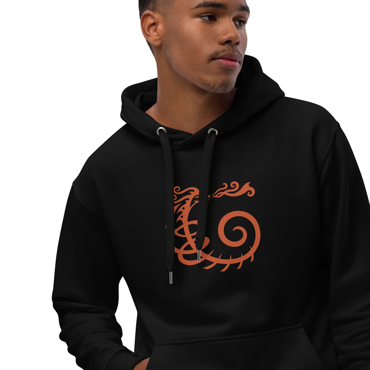 Premium Unisex Eco Hoodie : Dragon - Warm Red print