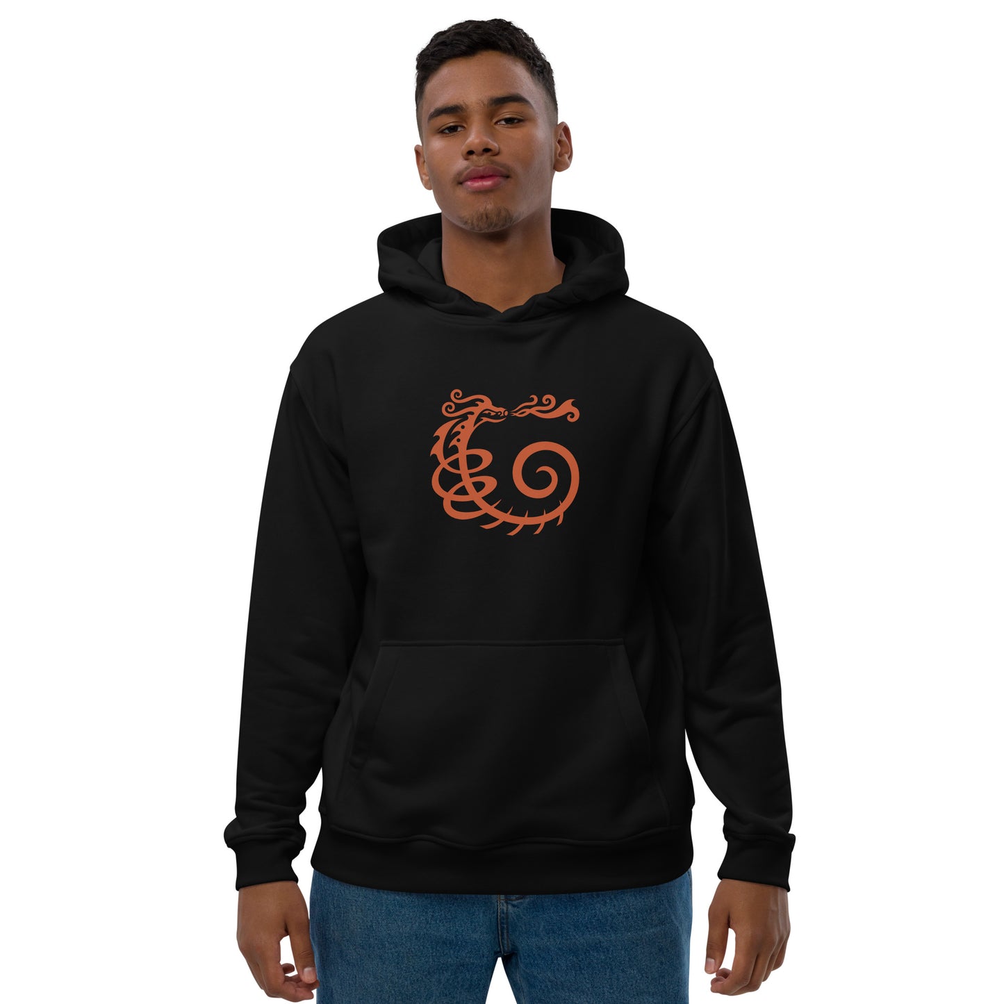 Premium Unisex Eco Hoodie : Dragon - Warm Red print