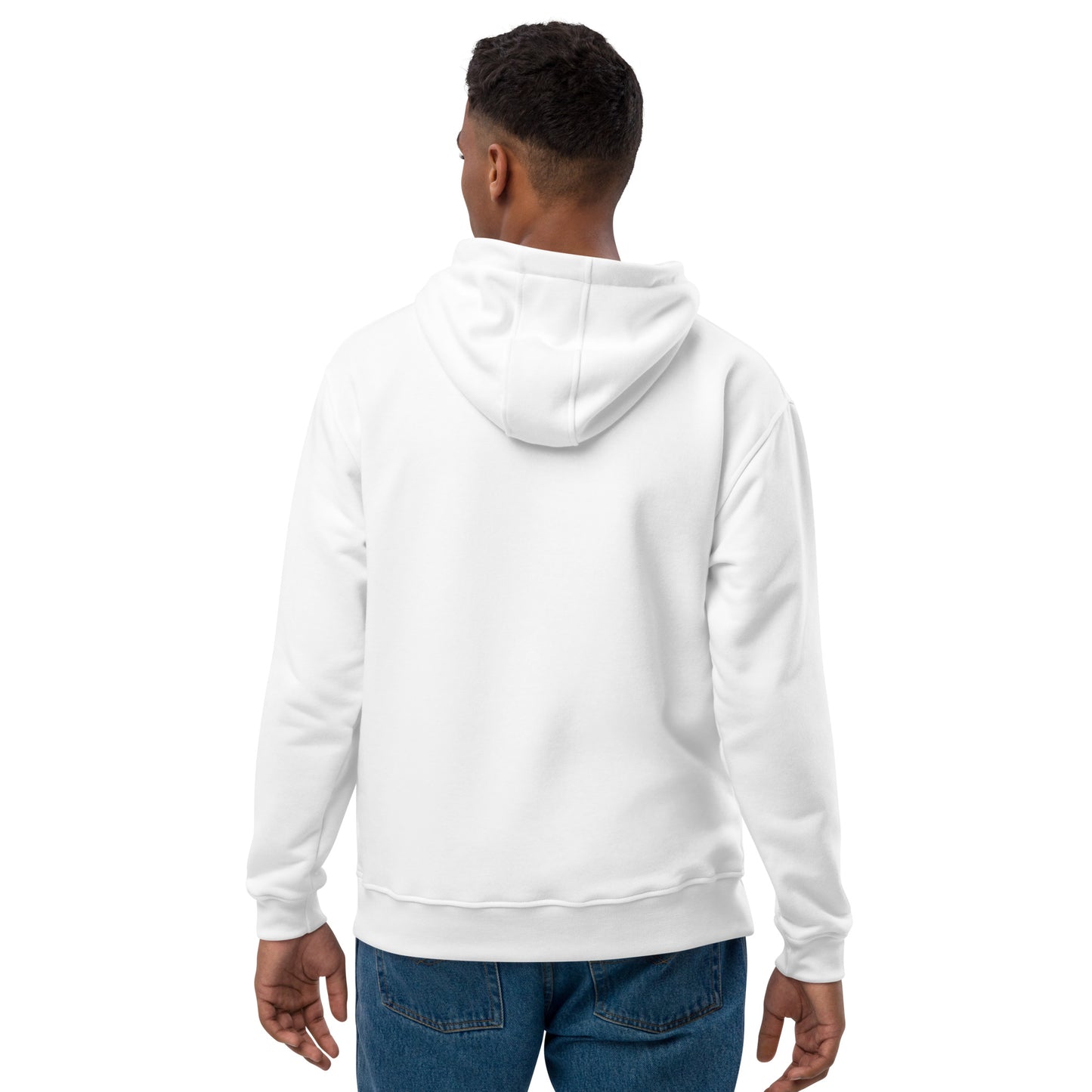 Premium Unisex Eco Hoodie : Swirlspace Logo BG - Black w/ Blue-gray print