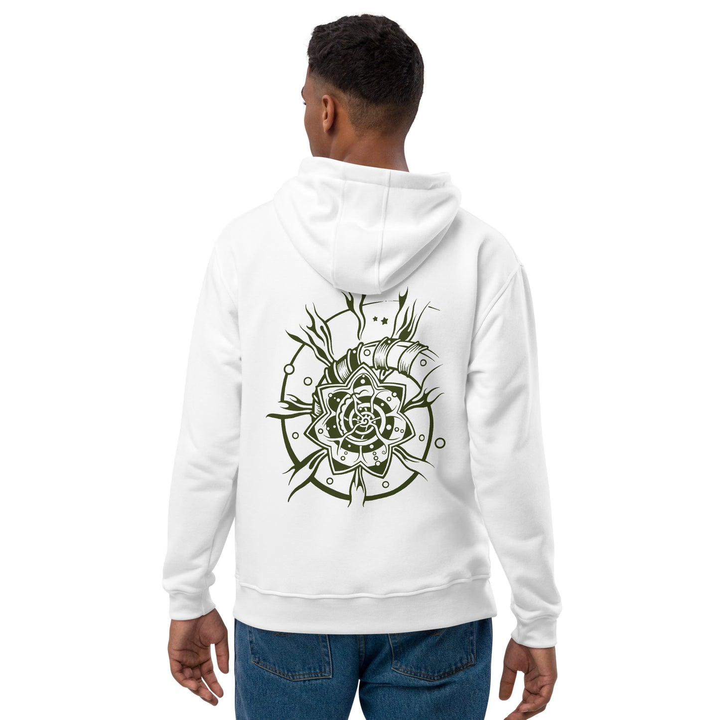 Premium Unisex Eco Hoodie : Starflower w/ Green print
