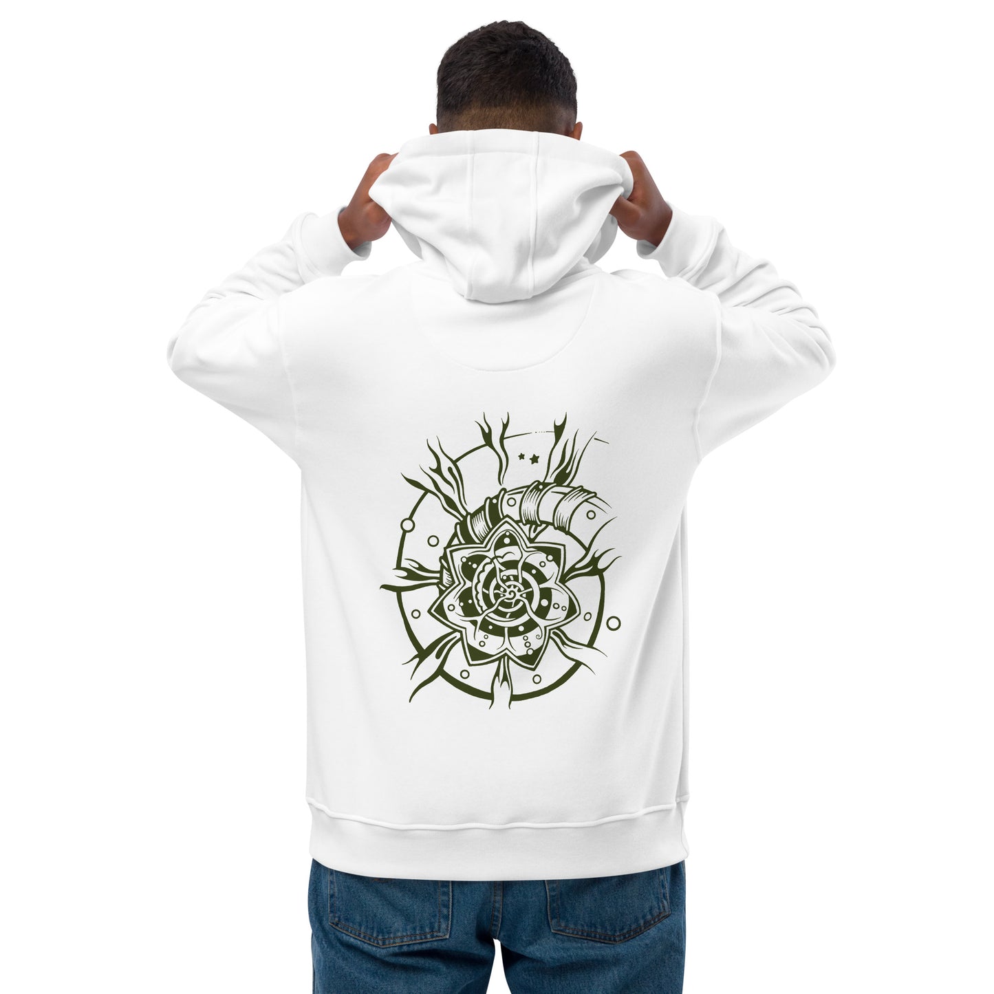 Premium Unisex Eco Hoodie : Starflower w/ Green print