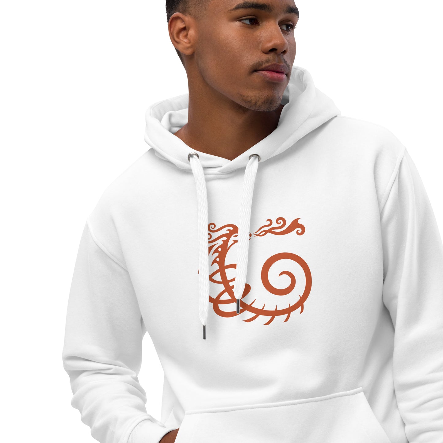 Premium Unisex Eco Hoodie : Dragon - Warm Red print