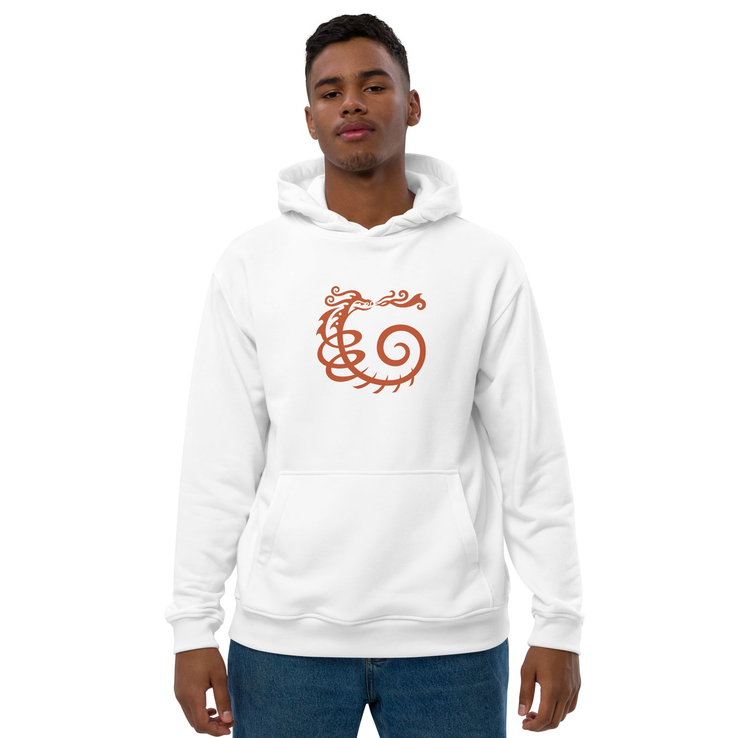 Premium Unisex Eco Hoodie : Dragon - Warm Red print