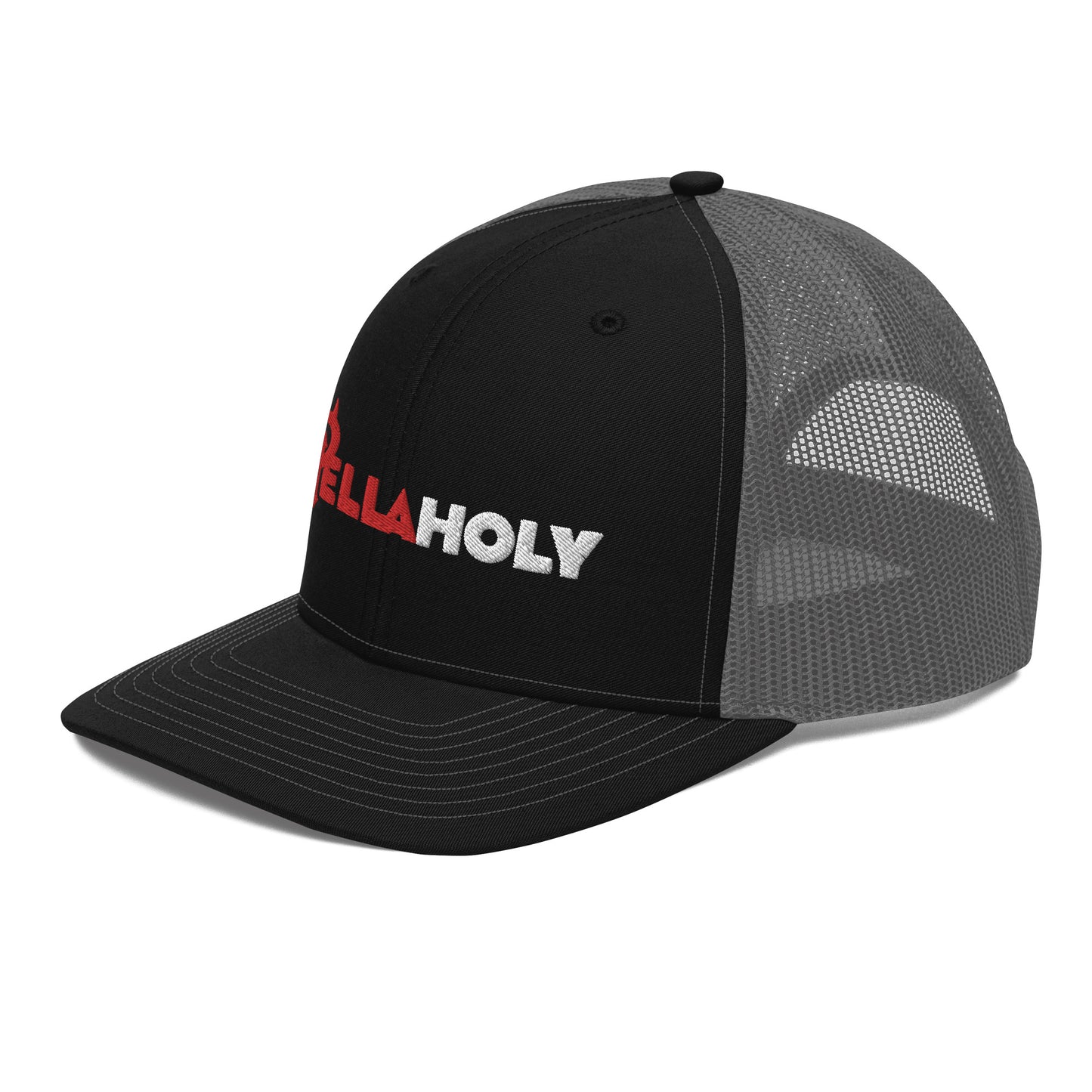Trucker Cap : HellaHoly™ Logo 02 - Red & white Embroidery