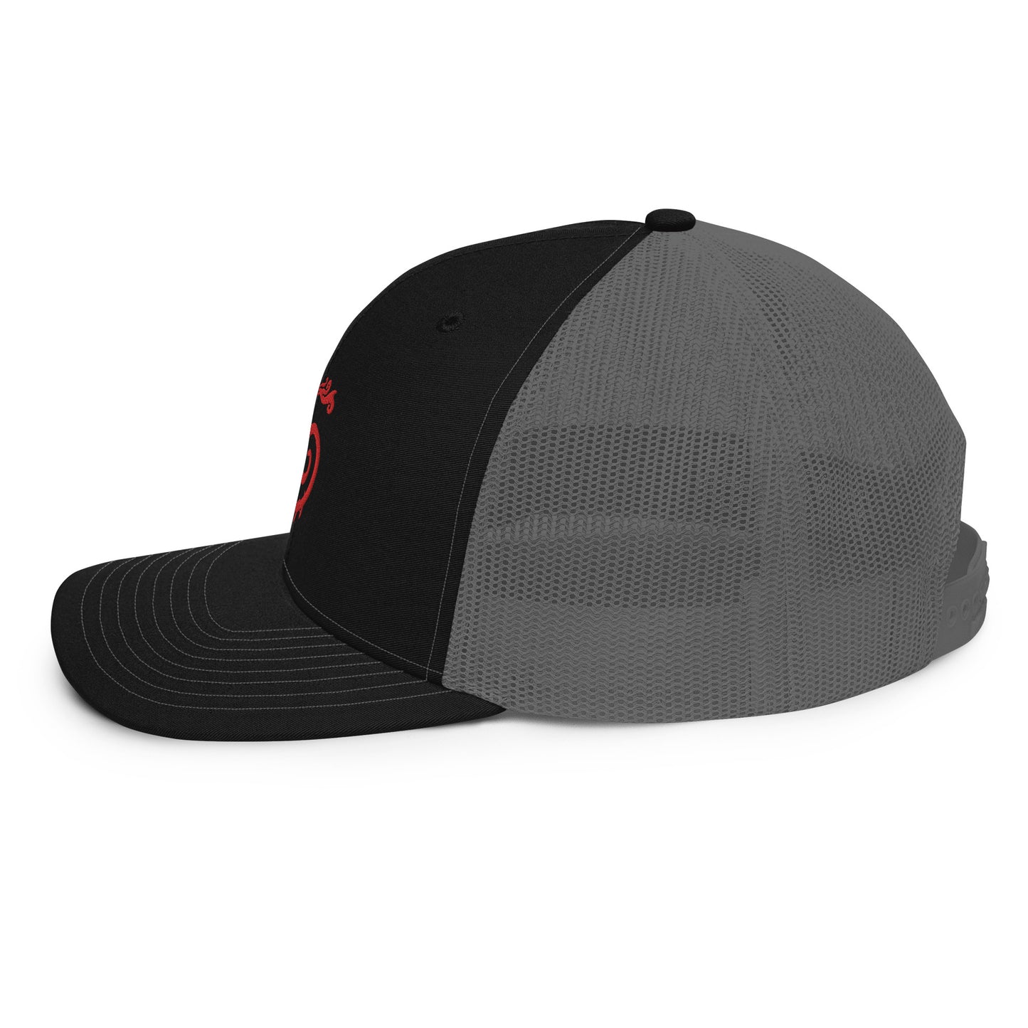 Trucker Cap : Dragon - Black/Gray w/ Red embroidery