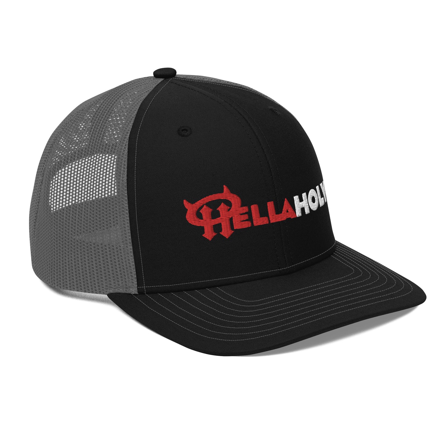 Trucker Cap : HellaHoly™ Logo 02 - Red & white Embroidery