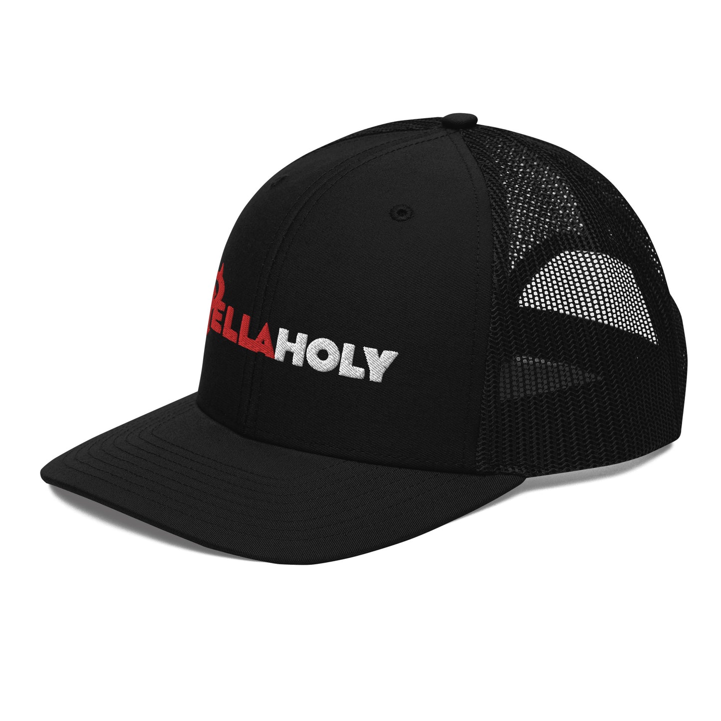 Trucker Cap : HellaHoly™ Logo 02 - Red & white Embroidery