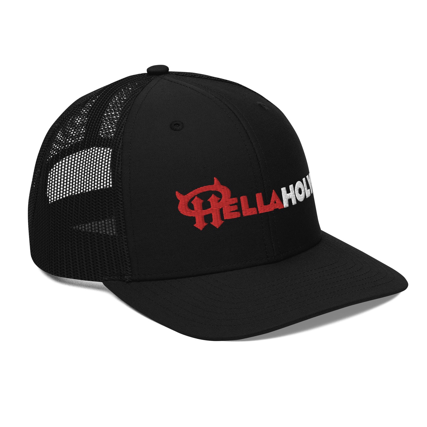 Trucker Cap : HellaHoly™ Logo 02 - Red & white Embroidery
