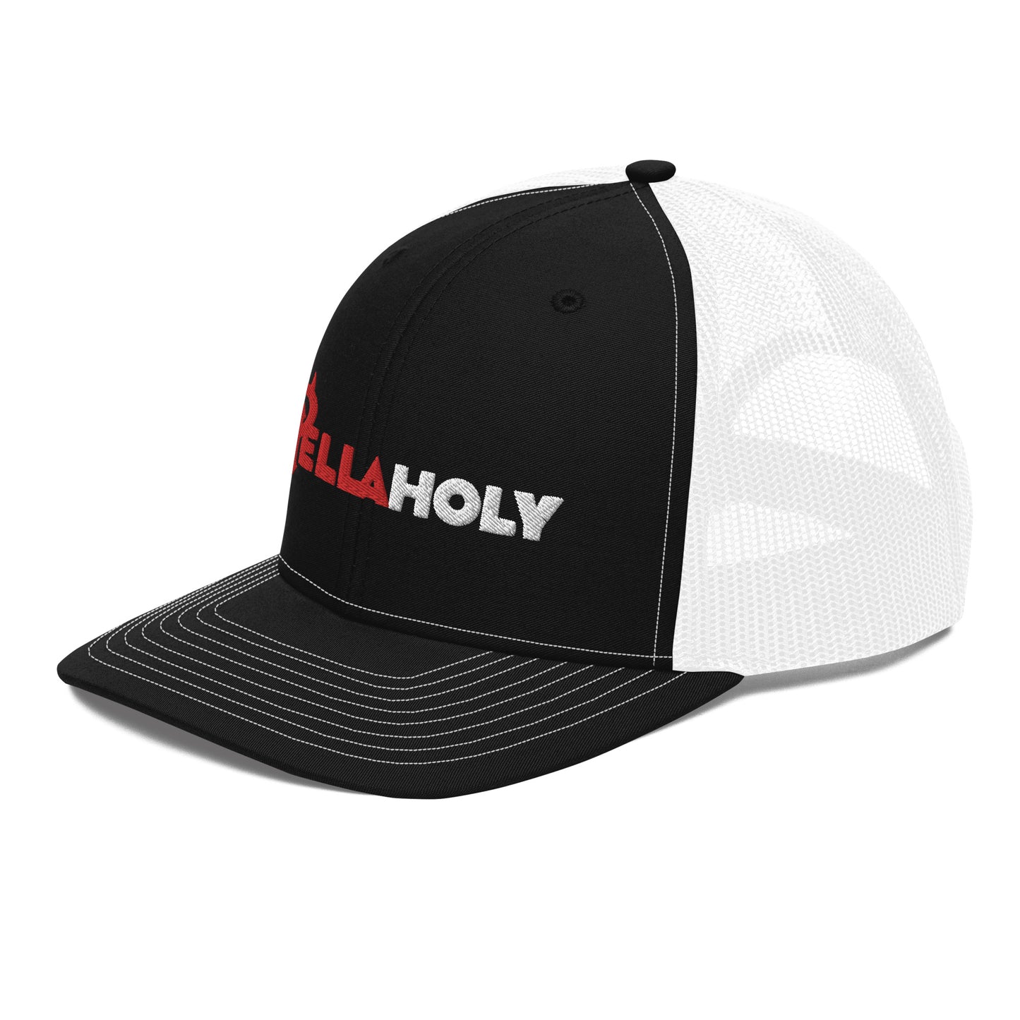 Trucker Cap : HellaHoly™ Logo 02 - Red & white Embroidery