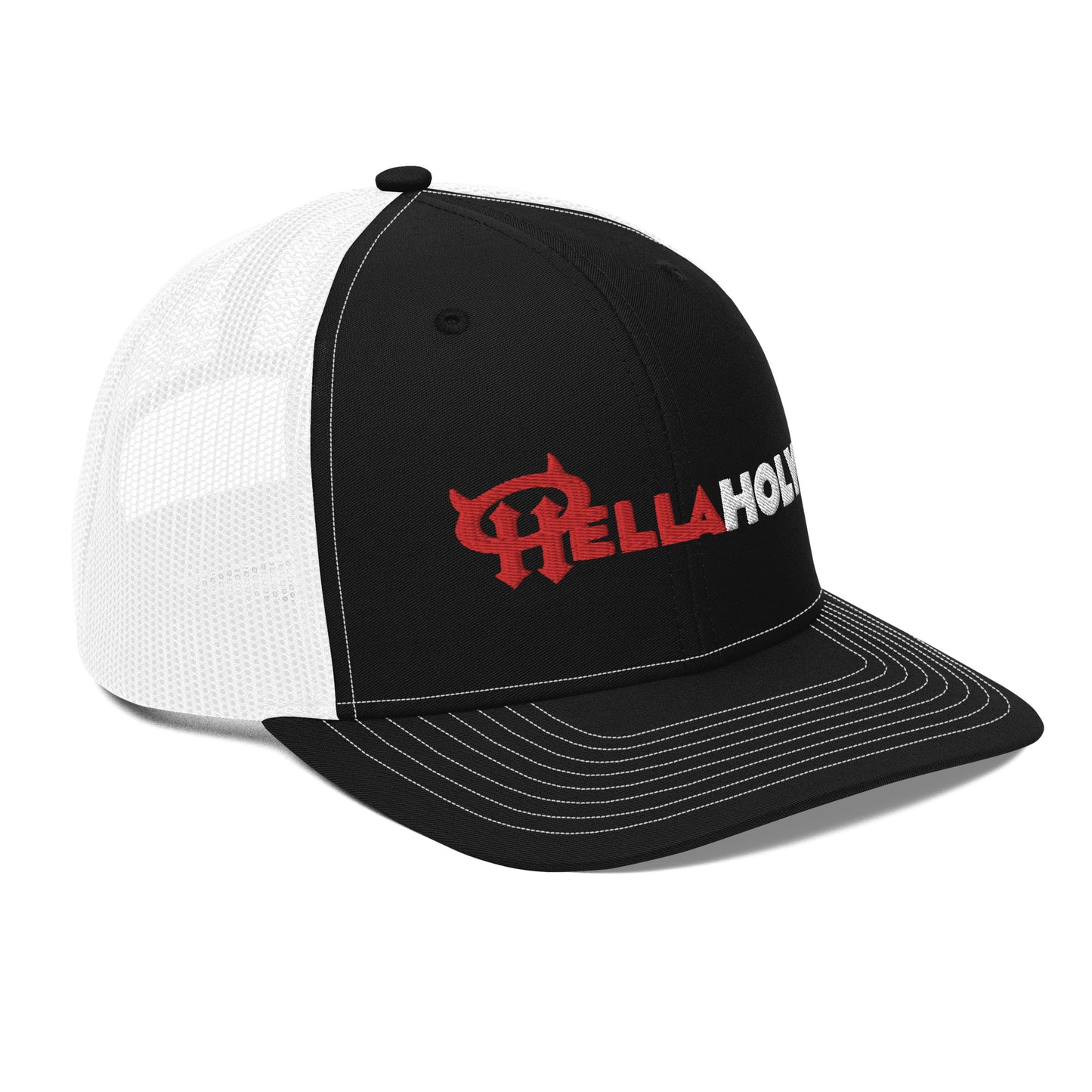 Trucker Cap : HellaHoly™ Logo 02 - Red & white Embroidery