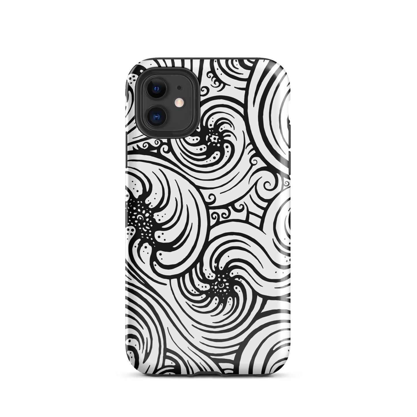Tough Case for iPhone® : Cosmic Swirl - White w/ Black print