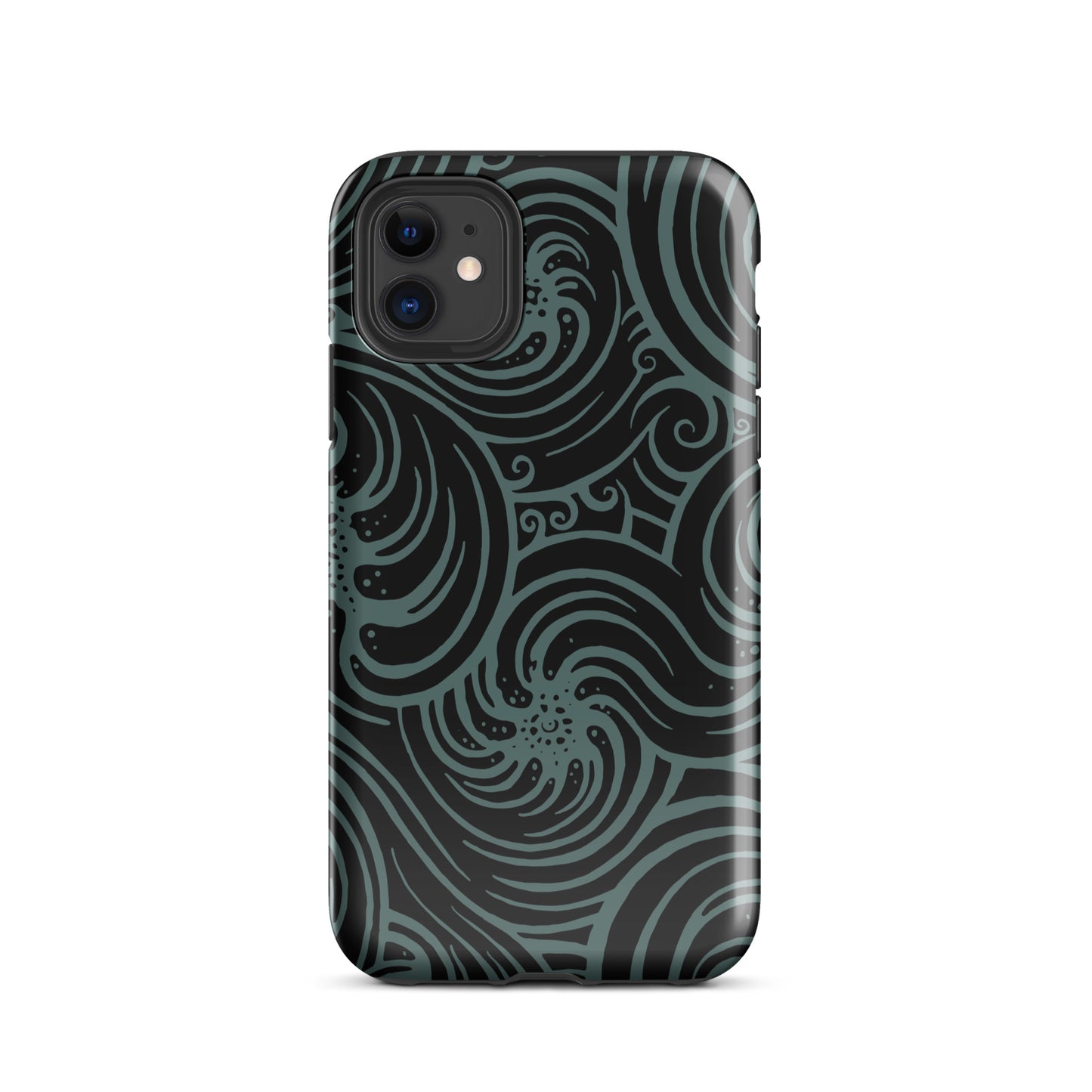 Tough Case for iPhone® : Cosmic Swirl - Black w/ Teal print
