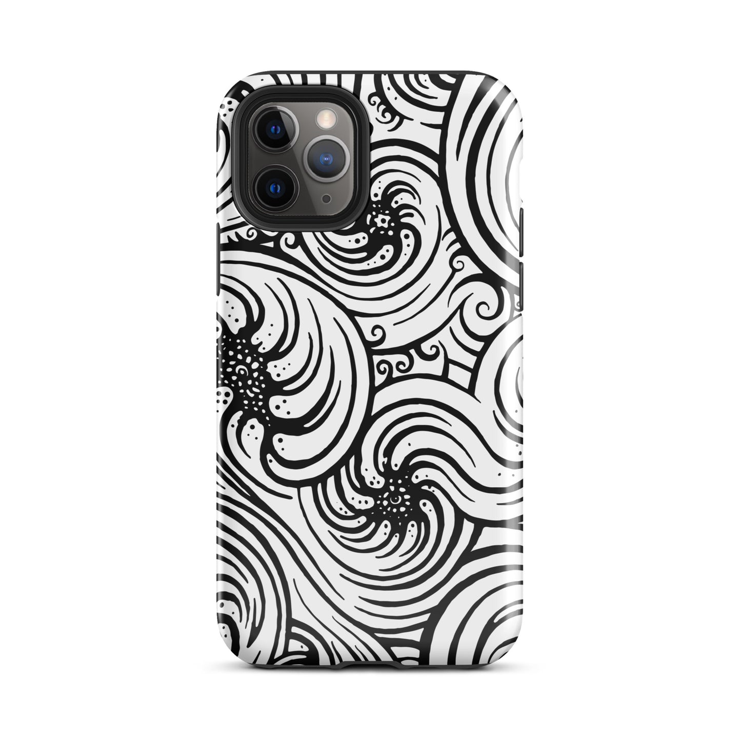 Tough Case for iPhone® : Cosmic Swirl - White w/ Black print