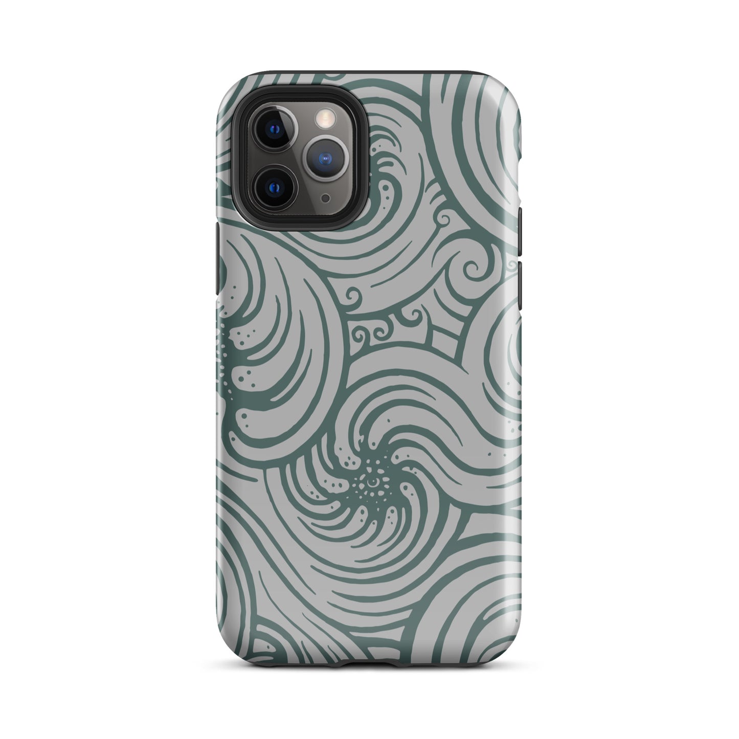 Tough Case for iPhone® : Cosmic Swirl - Silver w/ Teal print