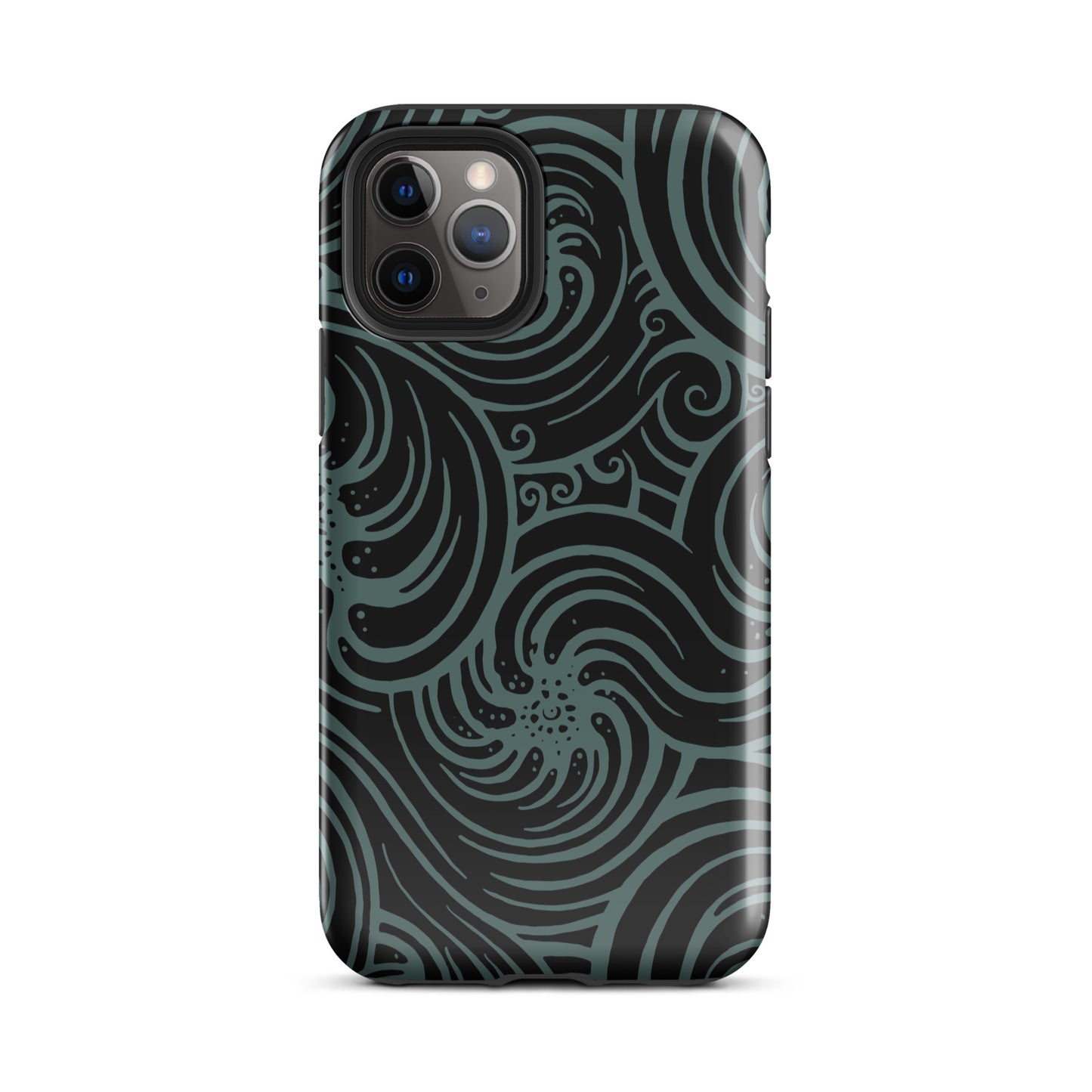Tough Case for iPhone® : Cosmic Swirl - Black w/ Teal print