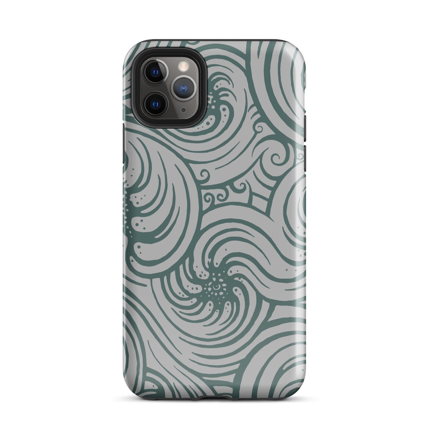 Tough Case for iPhone® : Cosmic Swirl - Silver w/ Teal print