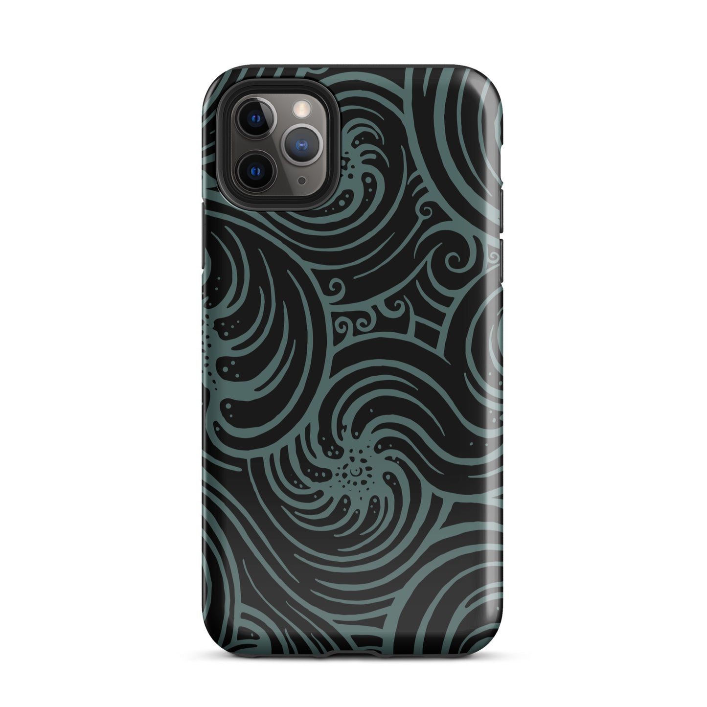Tough Case for iPhone® : Cosmic Swirl - Black w/ Teal print