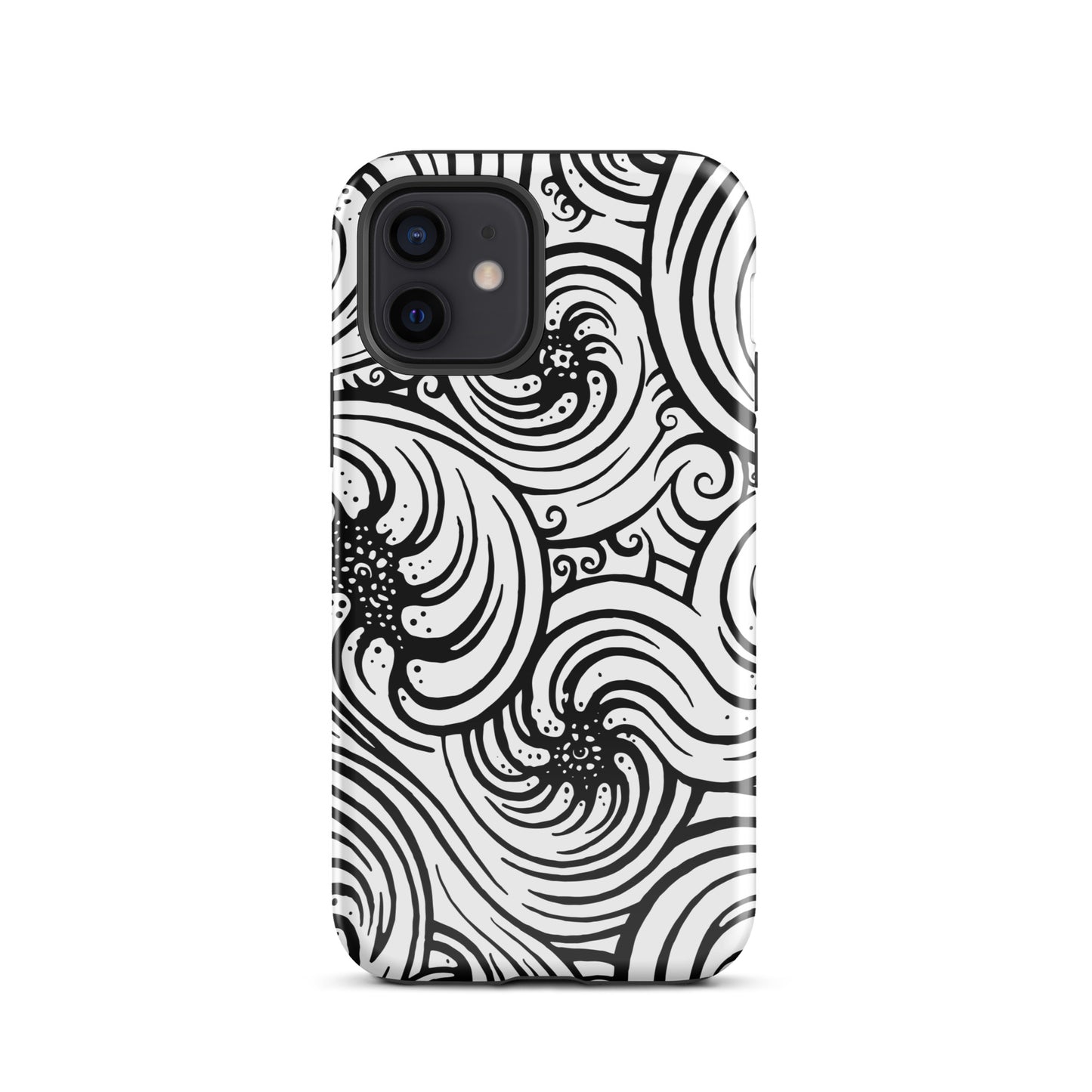 Tough Case for iPhone® : Cosmic Swirl - White w/ Black print