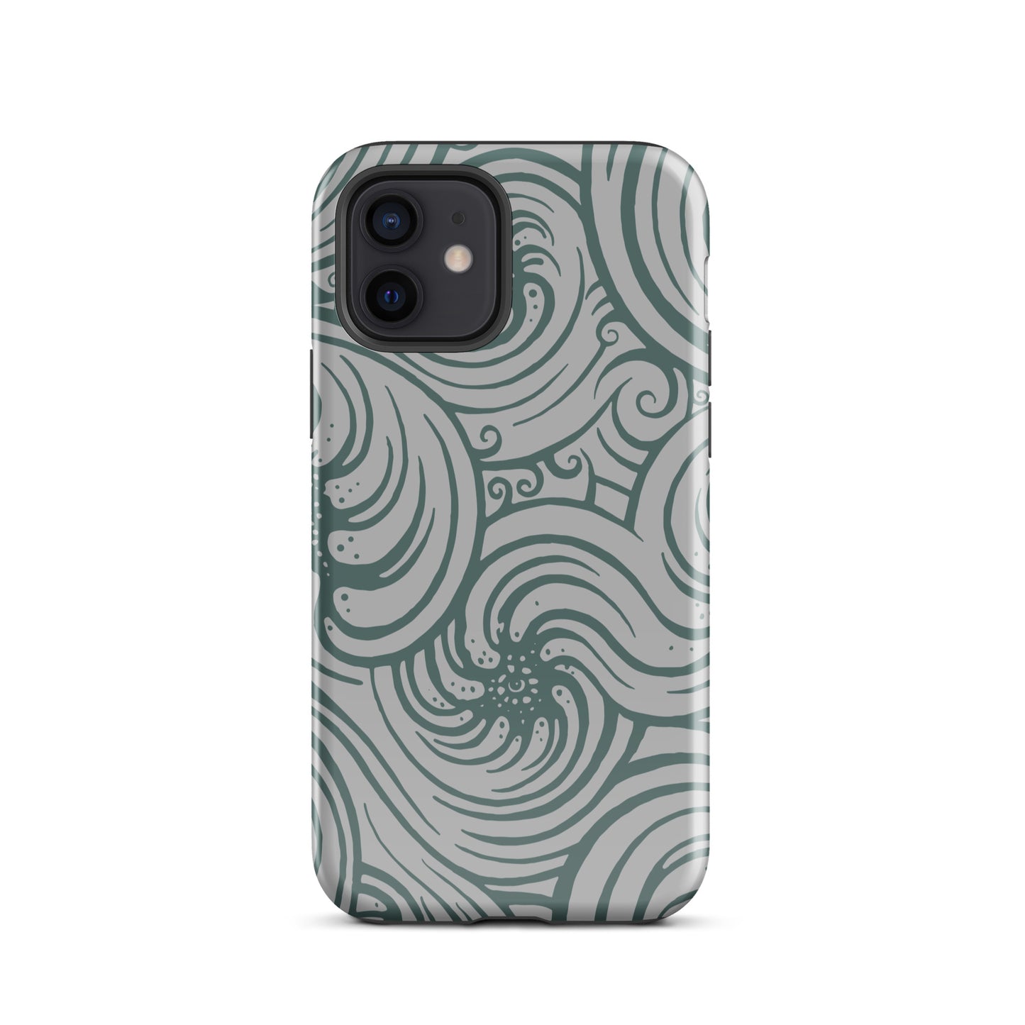 Tough Case for iPhone® : Cosmic Swirl - Silver w/ Teal print
