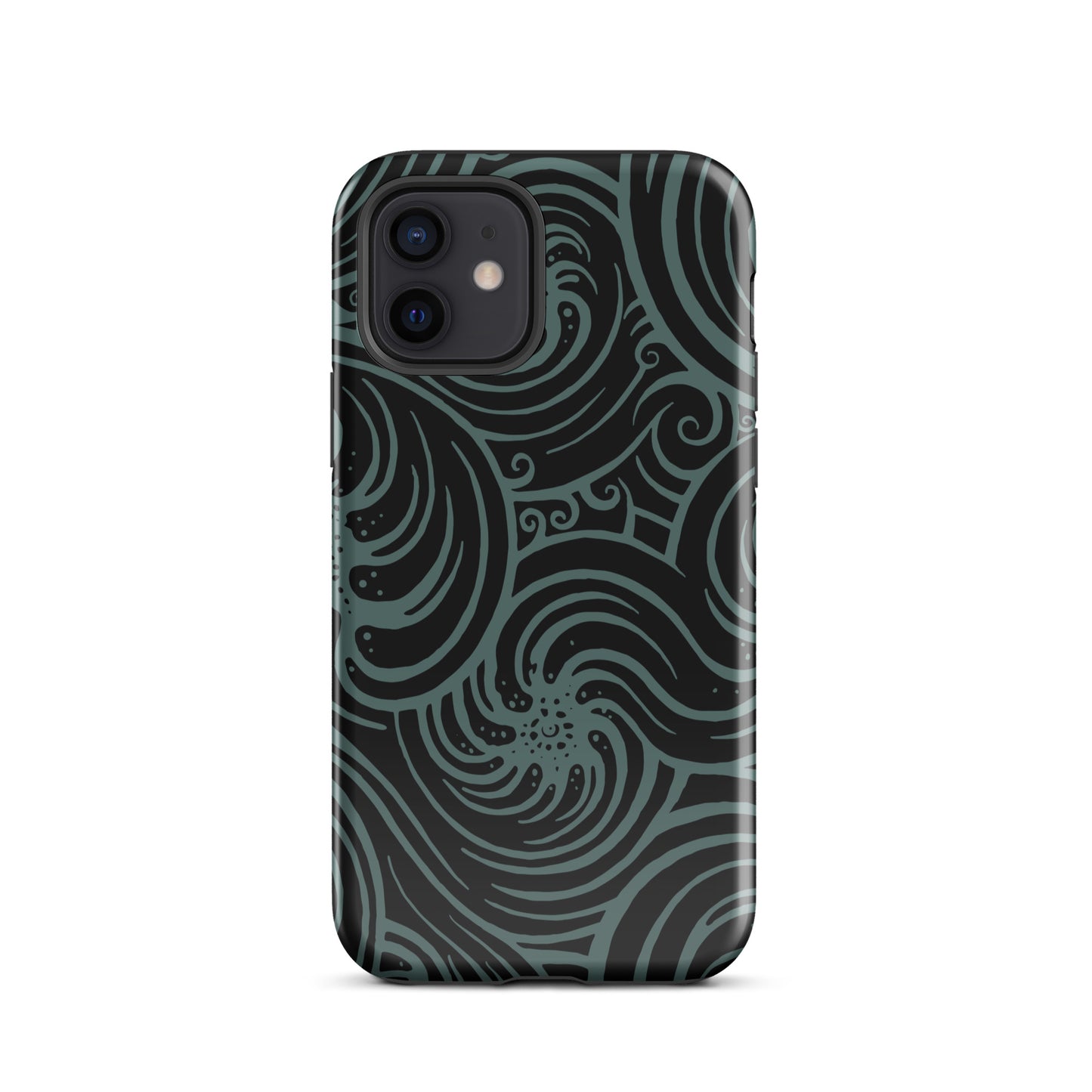 Tough Case for iPhone® : Cosmic Swirl - Black w/ Teal print
