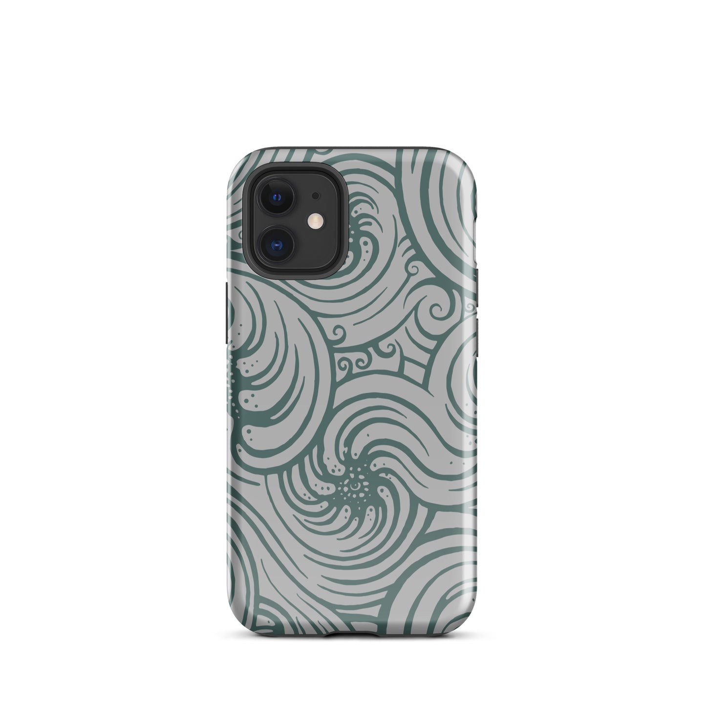 Tough Case for iPhone® : Cosmic Swirl - Silver w/ Teal print