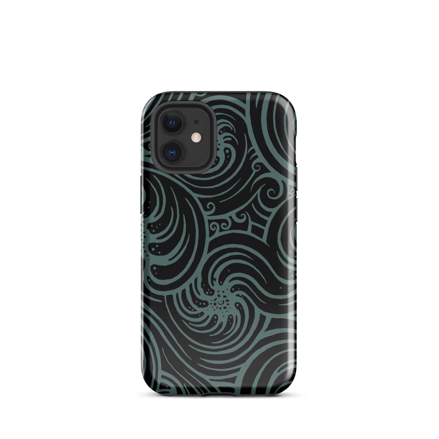 Tough Case for iPhone® : Cosmic Swirl - Black w/ Teal print