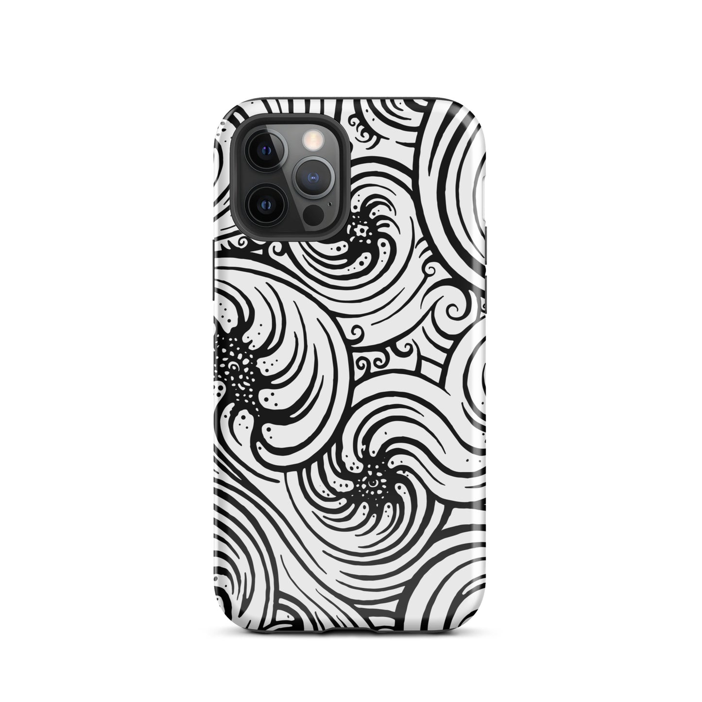 Tough Case for iPhone® : Cosmic Swirl - White w/ Black print