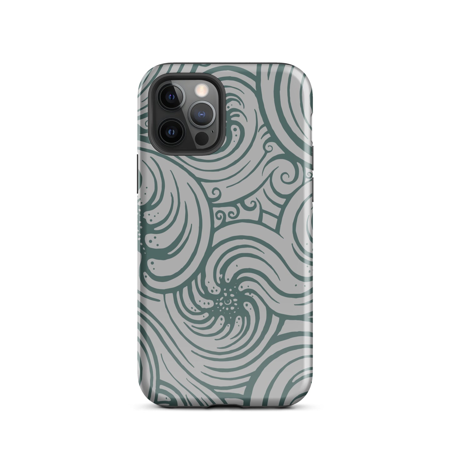 Tough Case for iPhone® : Cosmic Swirl - Silver w/ Teal print