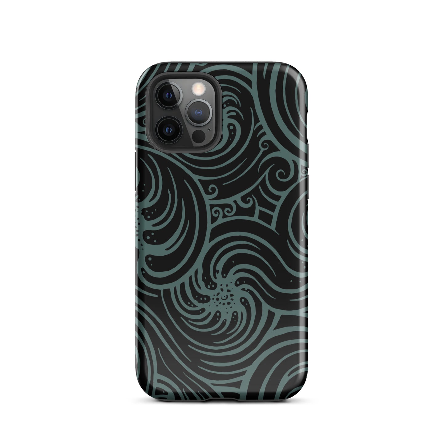 Tough Case for iPhone® : Cosmic Swirl - Black w/ Teal print