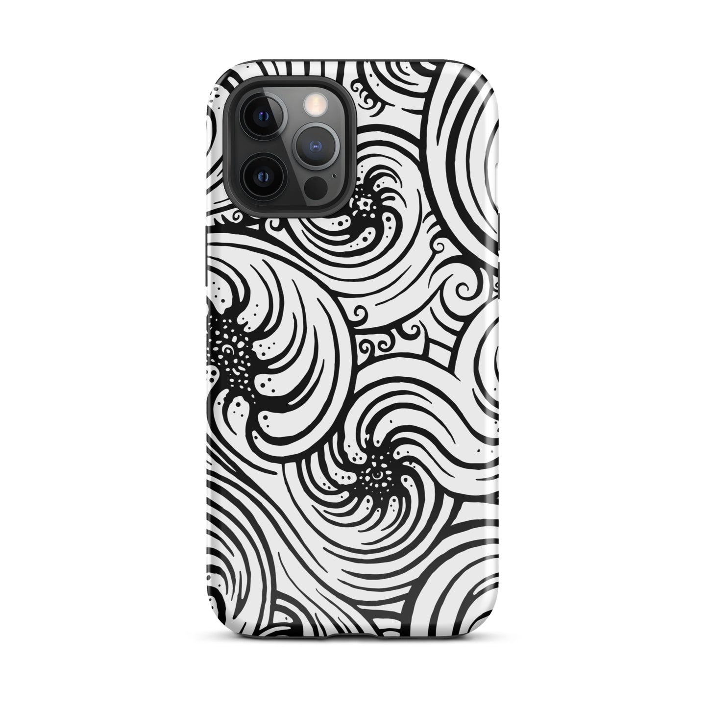 Tough Case for iPhone® : Cosmic Swirl - White w/ Black print