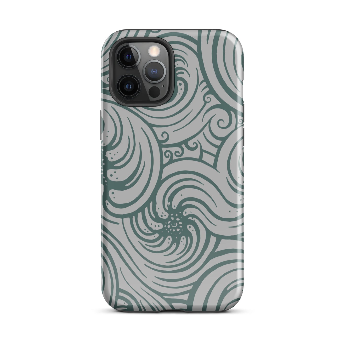 Tough Case for iPhone® : Cosmic Swirl - Silver w/ Teal print
