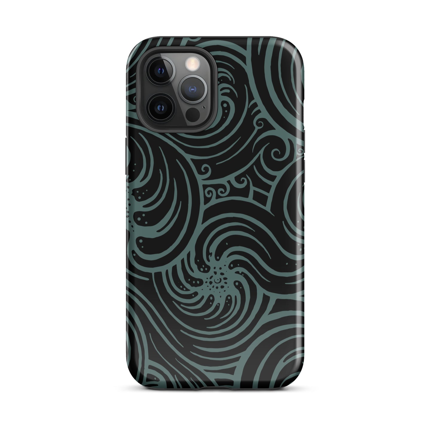 Tough Case for iPhone® : Cosmic Swirl - Black w/ Teal print