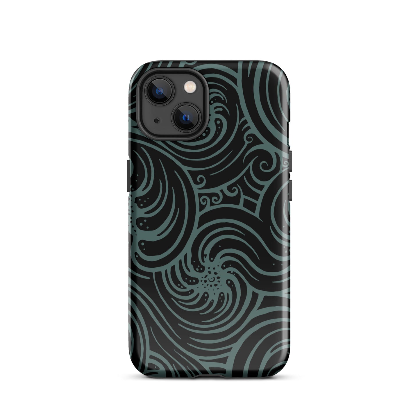 Tough Case for iPhone® : Cosmic Swirl - Black w/ Teal print